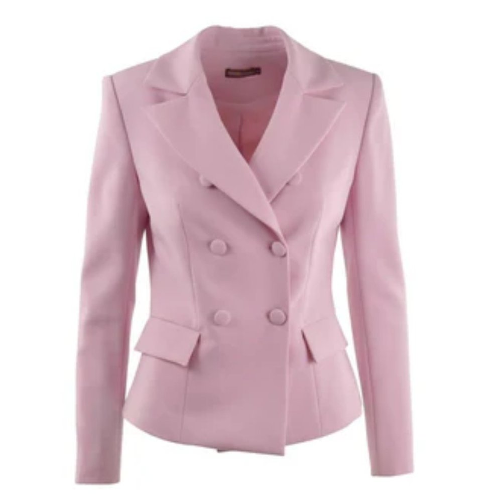 NWT WOMEN'S HOTTIE + LORD PINK CREPE LONG SLEEVE DOUBLE BREASTED BLAZER